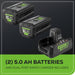 80V 800CFM Cordless Battery Dual-Port Backpack Blower: (2) 5Ah Battery and Dual-Port Rapid Charger Greenworks
