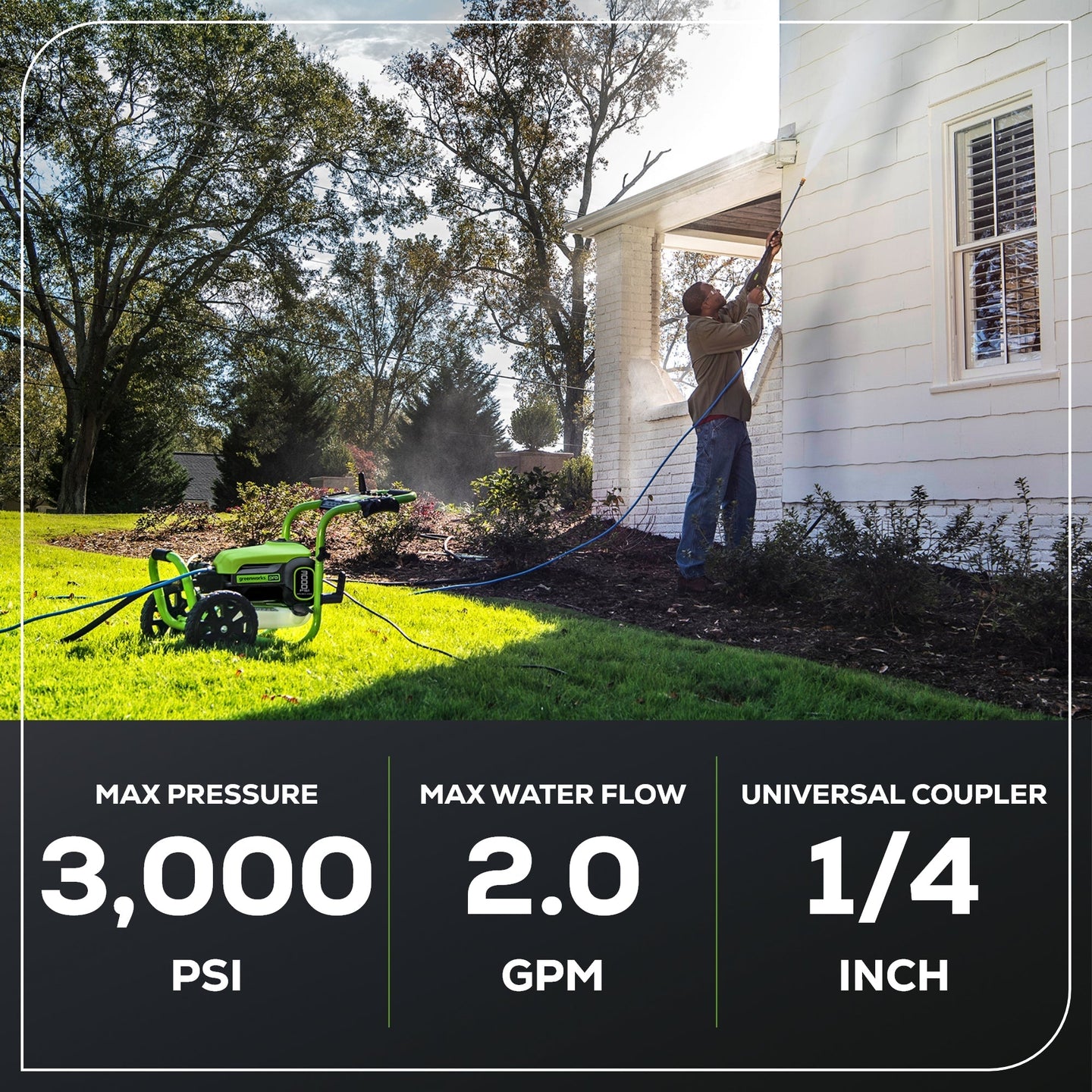 3000 PSI Pressure Washer, 24V 600-PSI Cordless Power Cleaner Combo Kit greenworkstools
