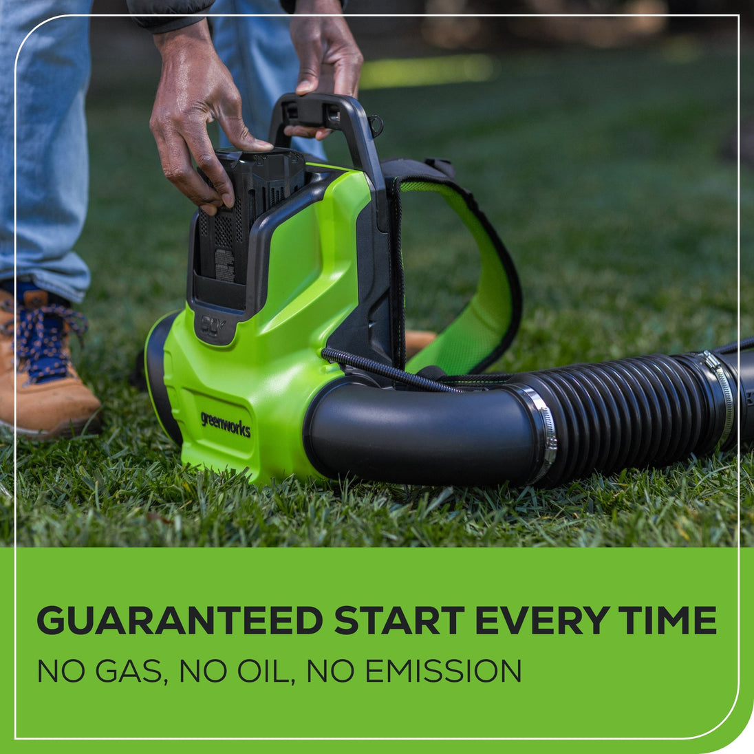 80V 750CFM Cordless Battery Single Port Backpack Blower, 4Ah Battery and Charger Greenworks