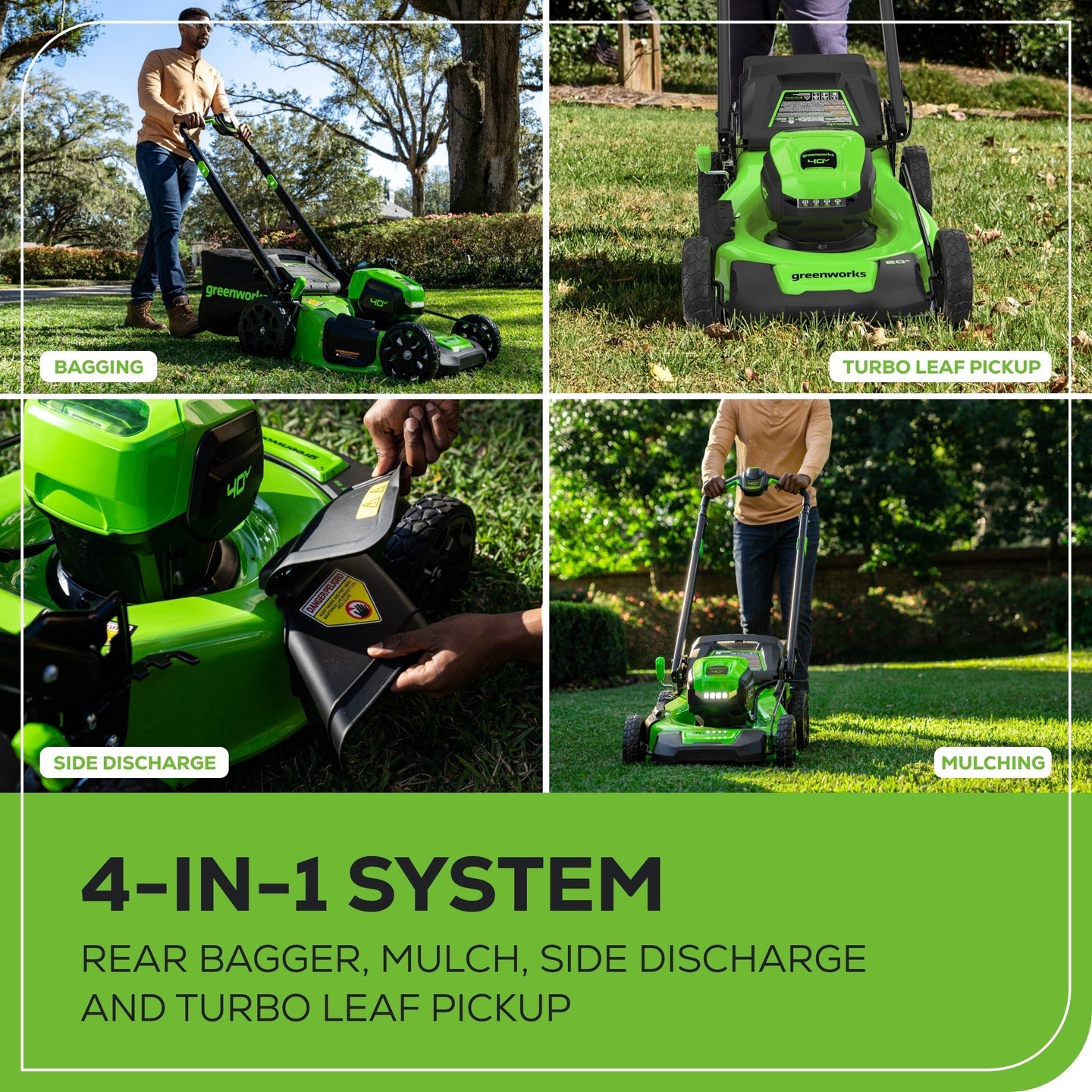 40V 20" Cordless Battery Push Mower 3pc Combo Kit: 4.0 Ah Battery and Charger greenworkstools