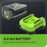 80V 750CFM Cordless Battery Single Port Backpack Blower, 4Ah Battery and Charger Greenworks