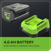 80V 750CFM Cordless Battery Single Port Backpack Blower, 4Ah Battery and Charger Greenworks