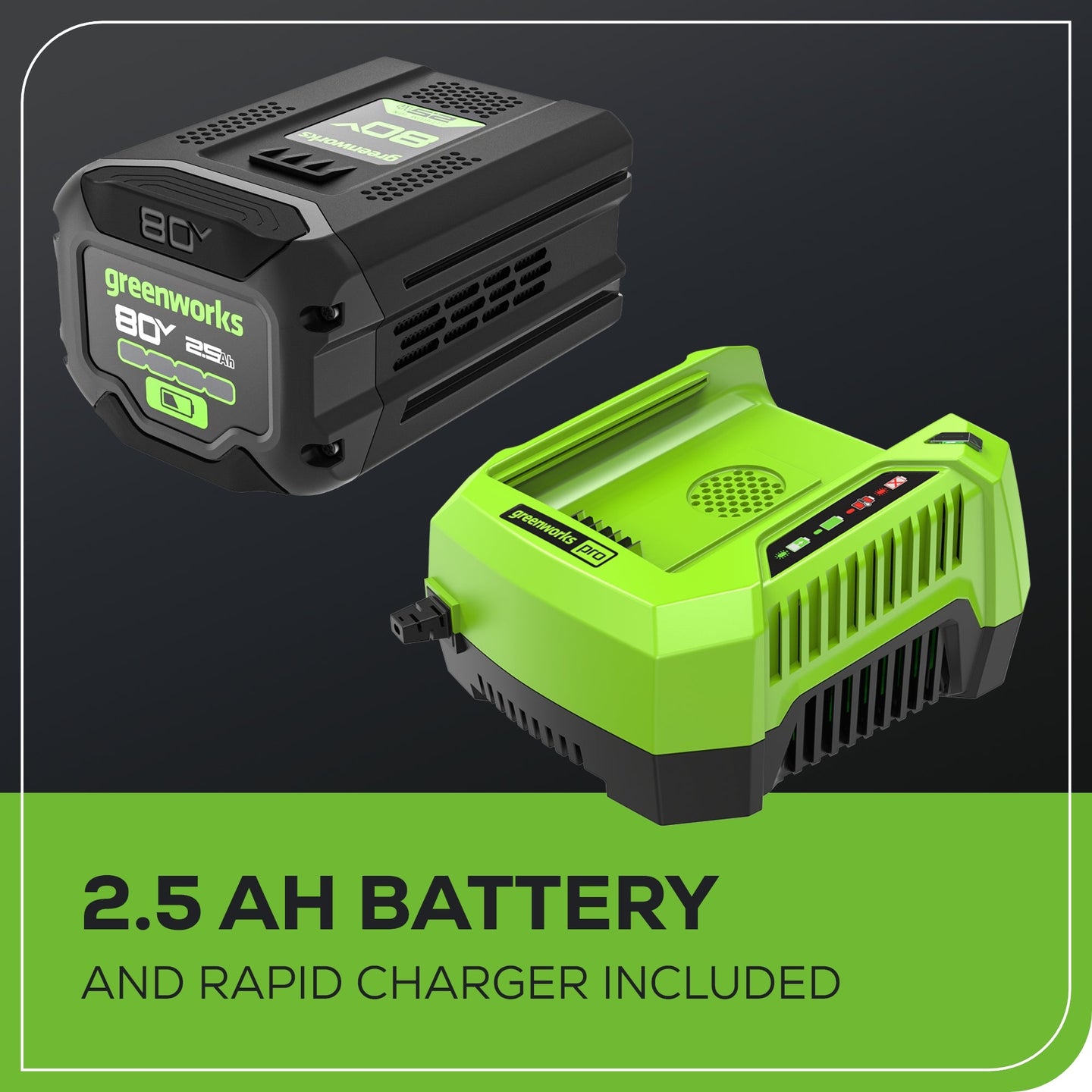 80V 700CFM Cordless Battery Blower w/  2.5Ah Battery & Charger Greenworks