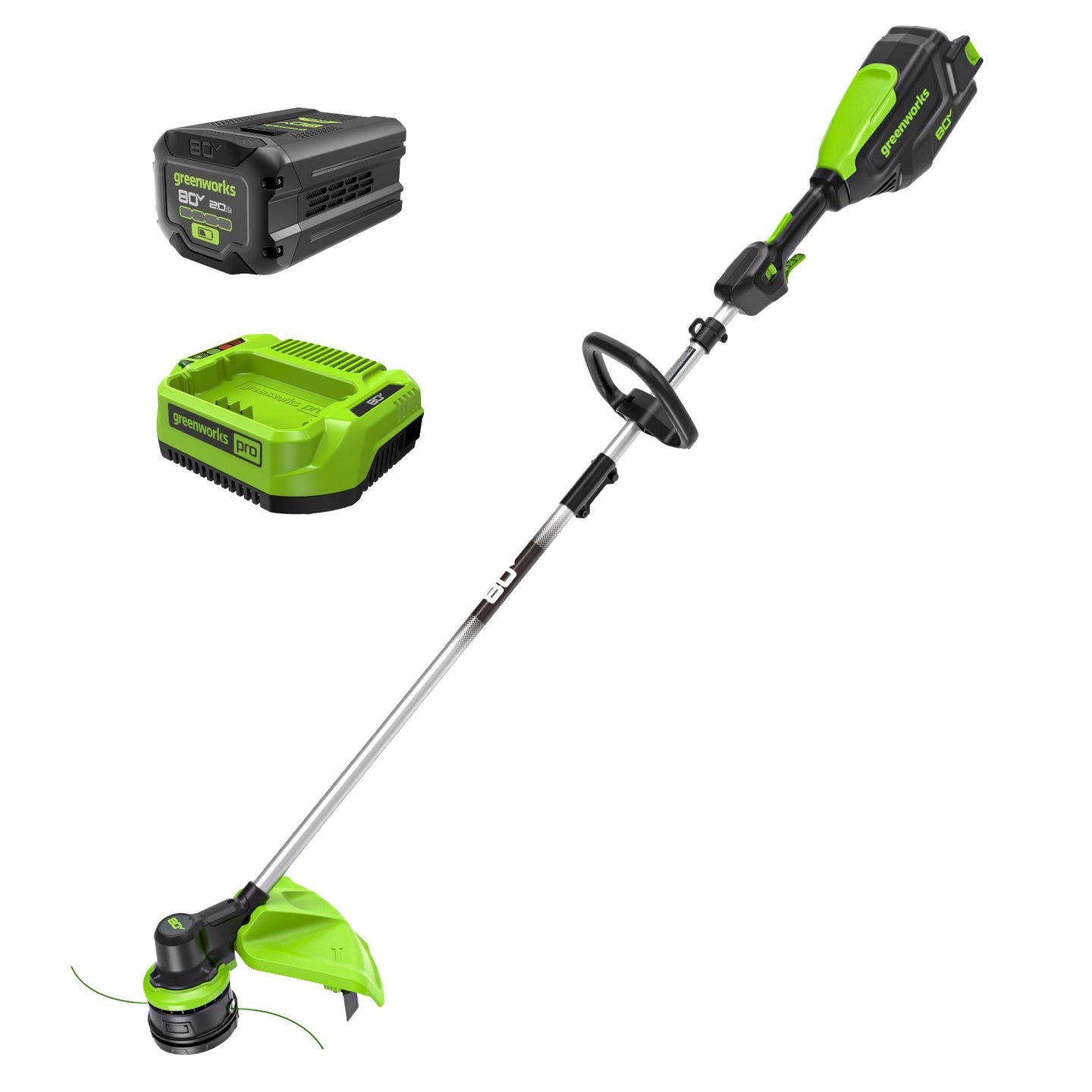 80V 16" Cordless Battery String Trimmer and 8" Edger Combo Kit: 2.0 Ah Battery and Charger greenworkstools