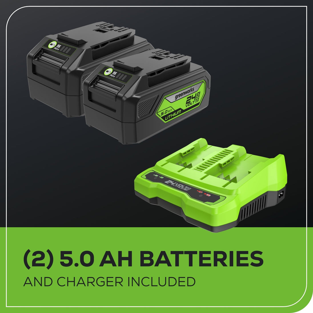 48V (24V x 2) 21" Cordless Battery Self-Propelled Mower, 12" String Trimmer and 320 CFM Blower Combo Kit: (2) 5.0Ah Batteries and Chargers greenworkstools
