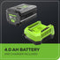 80V 21" Cordless Battery Self-Propelled Mower and Blower: 4.0 Ah Battery and Rapid Charger greenworkstools