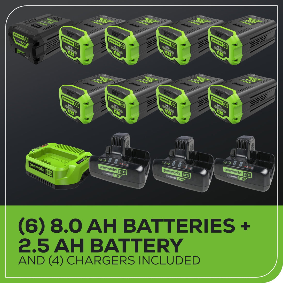 60V 42" Cordless Battery CrossoverZ Zero Turn Riding Lawn Mower 3-Tool Combo Kit, (6) 8Ah Batteries, One(1) 2.5 Ah Battery and (4) Chargers greenworkstools