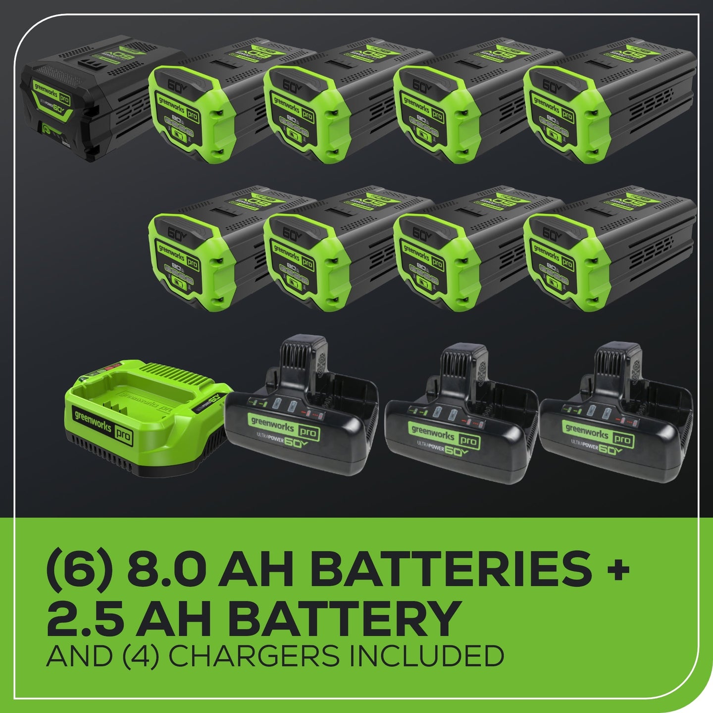 60V 42" Cordless Battery CrossoverZ Zero Turn Riding Lawn Mower 3-Tool Combo Kit, (6) 8Ah Batteries, One(1) 2.5 Ah Battery and (4) Chargers greenworkstools