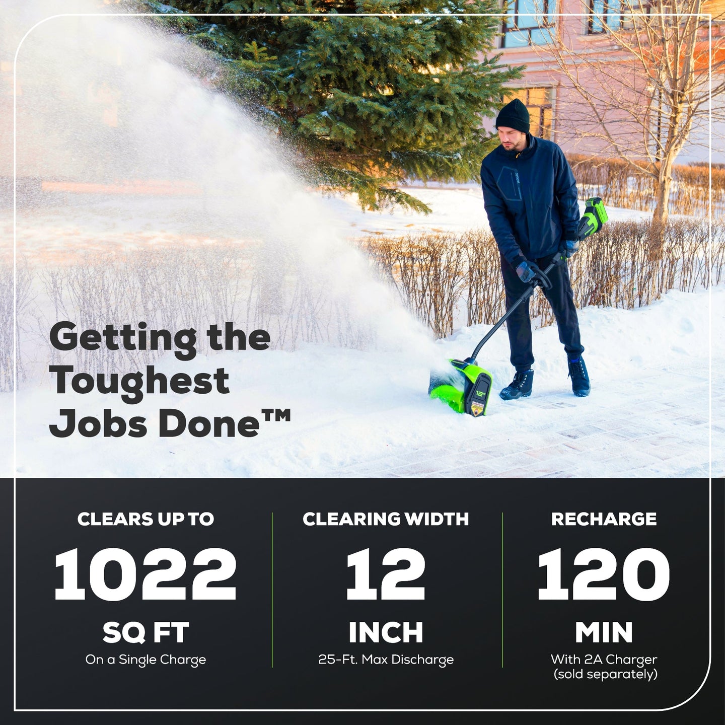 40V 12" Cordless Brushless Snow Shovel with Light (Tool Only) greenworkstools