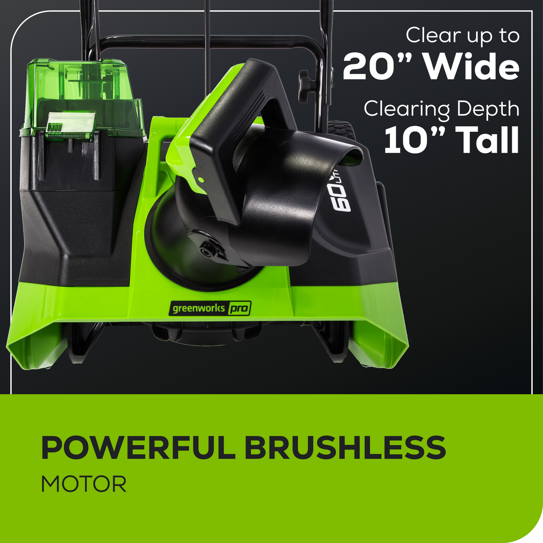 60V 20" Cordless Battery Single-Stage Snow Blower w/ 5.0Ah Battery & Charger greenworkstools