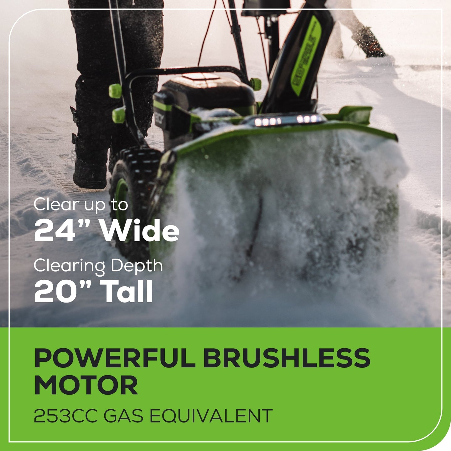 80V 24" Cordless Battery Two-Stage Snow Blower: (2) 5.0 Ah Batteries and Dual-Port Rapid Charger greenworkstools