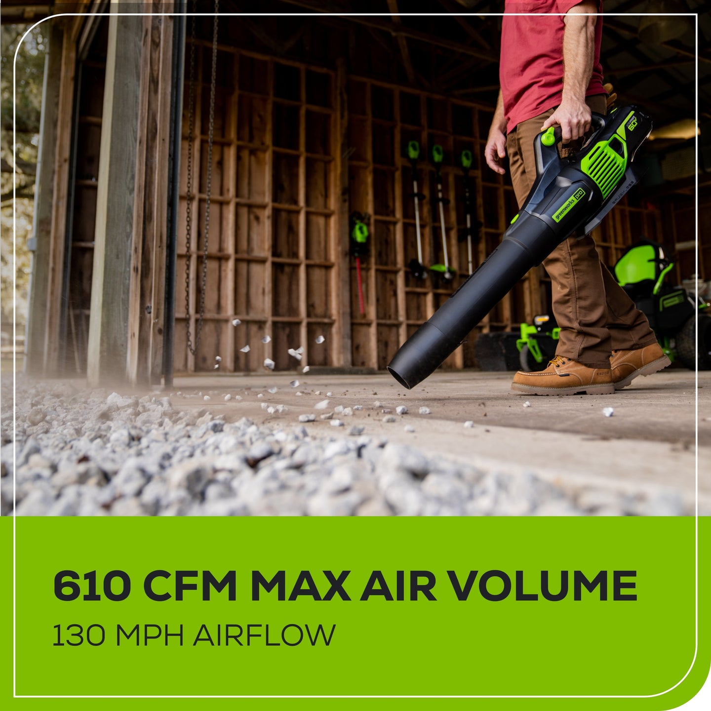 60V 610 CFM Cordless Battery Leaf Blower w/ 2.5Ah Battery & Charger greenworkstools