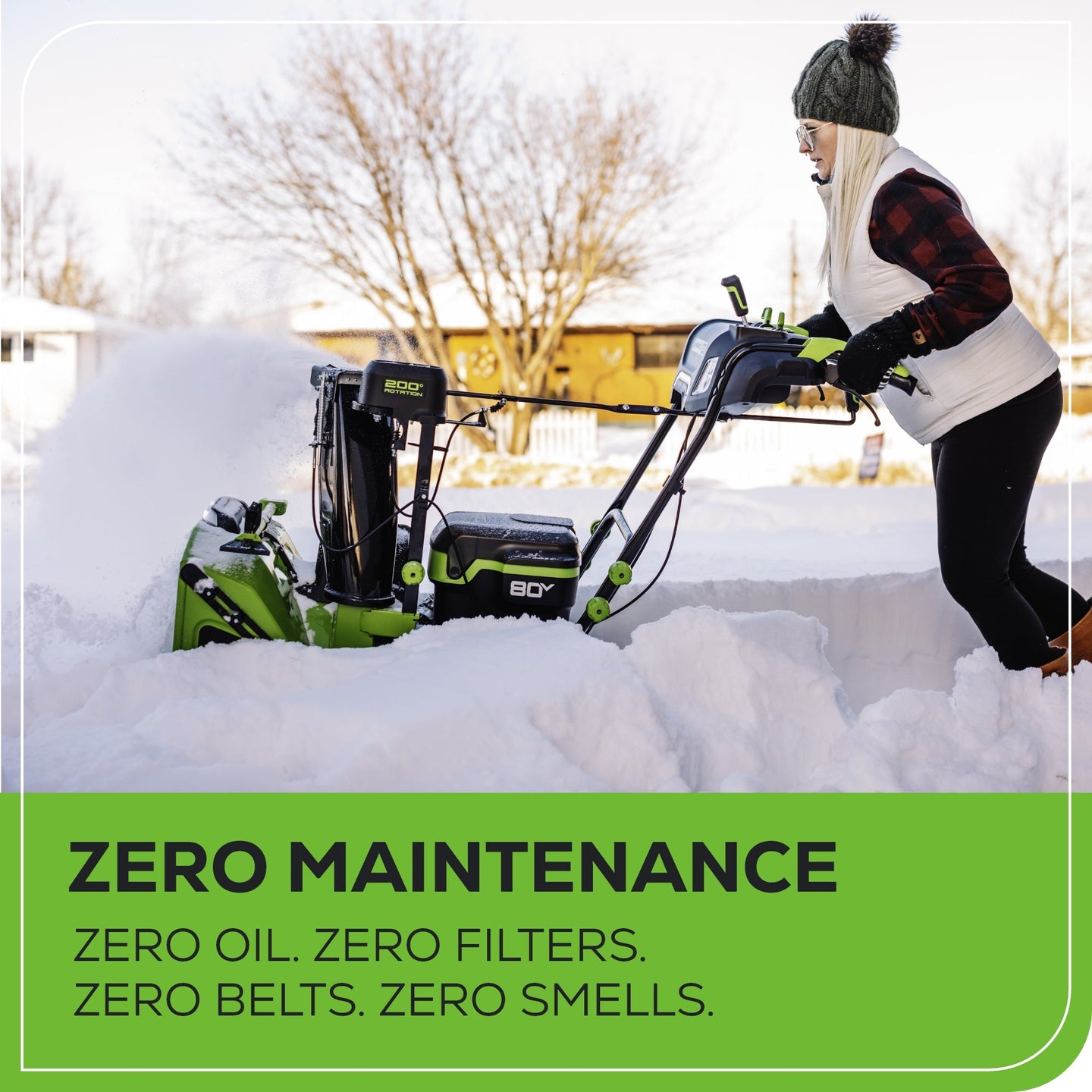 80V 24" Cordless Battery Two-Stage Snow Blower: (2) 5.0 Ah Batteries and Dual-Port Rapid Charger greenworkstools