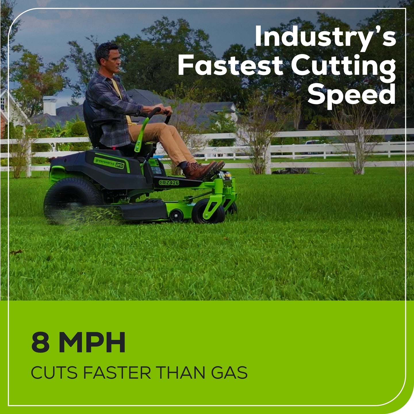 60V 42" Cordless Battery CrossoverZ Zero Turn Lawn Mower + Bagger, (6) 8.0 Ah Batteries and (3) Dual-Port Turbo Chargers greenworkstools