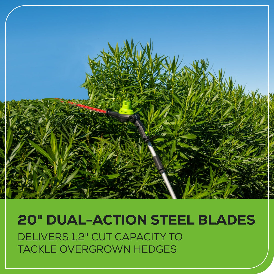 80V 20" Cordless Battery Pole Hedge and 10" Pole Saw Combo Kit: 2.0 Ah Battery and Rapid Charger greenworkstools