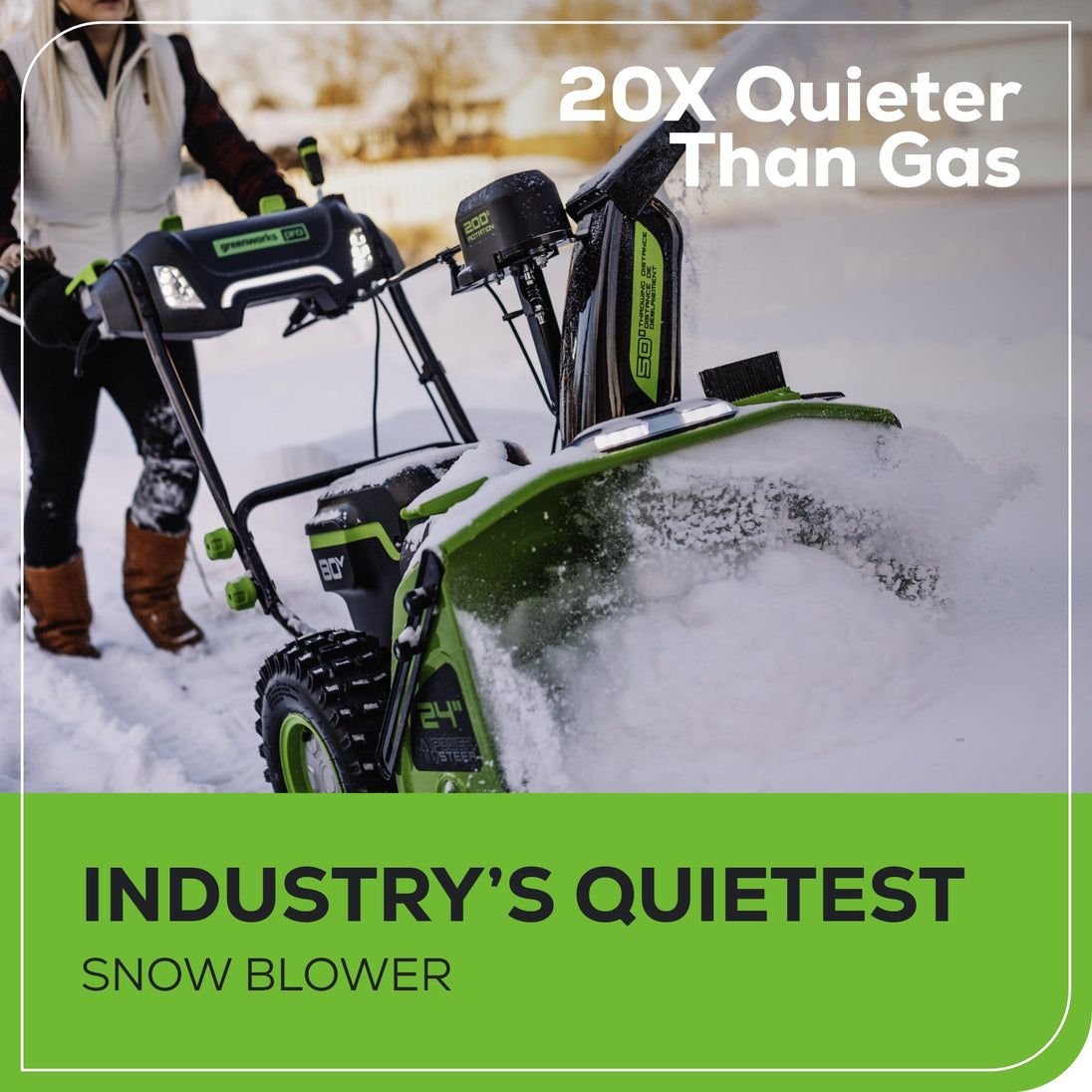 80V 24" Cordless Battery Two-Stage Snow Blower: (2) 5.0 Ah Batteries and Dual-Port Rapid Charger greenworkstools