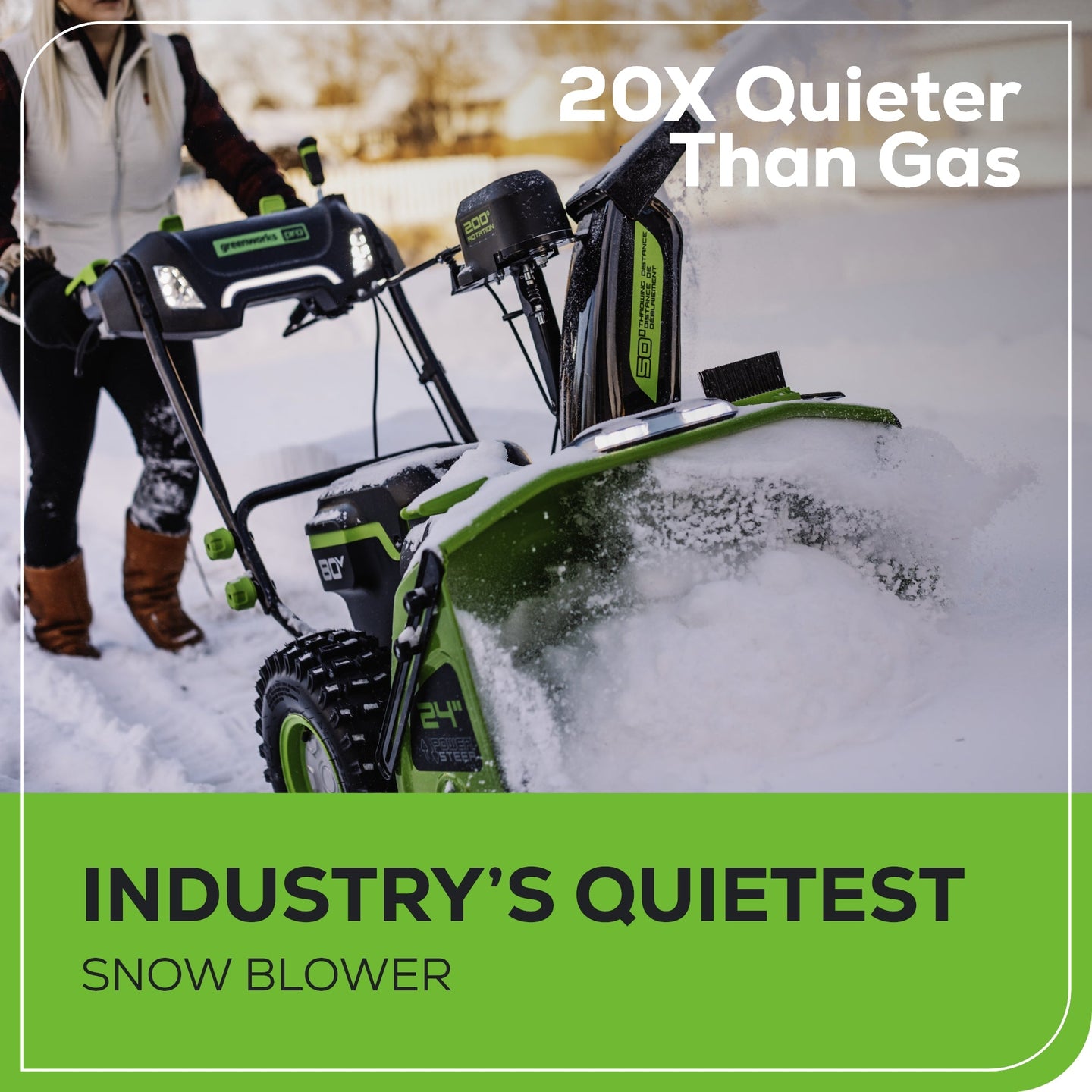 80V 24" Cordless Battery Two-Stage Snow Blower: (2) 5.0 Ah Batteries and Dual-Port Rapid Charger greenworkstools