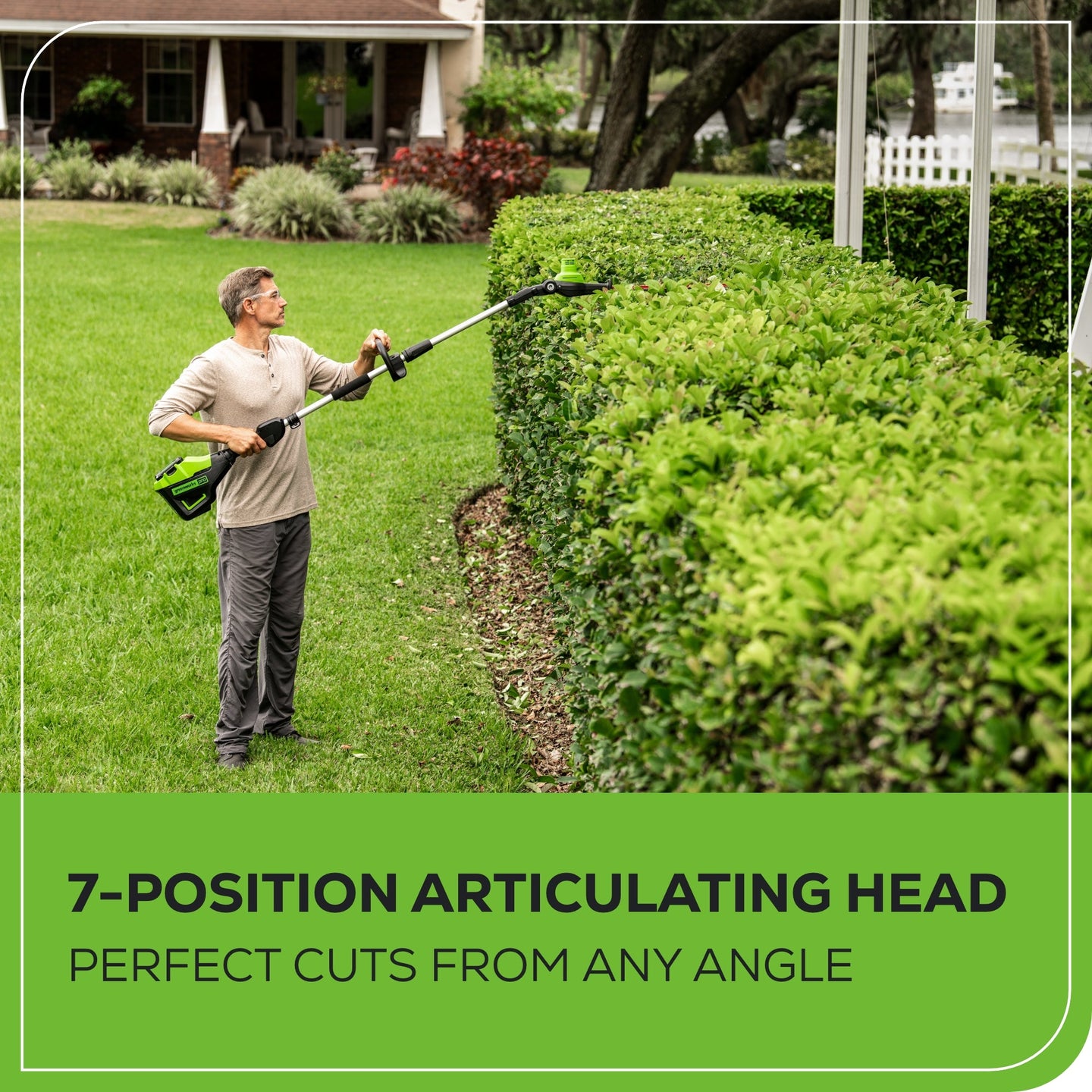 80V 20" Cordless Battery Pole Hedge and 10" Pole Saw Combo Kit: 2.0 Ah Battery and Rapid Charger greenworkstools
