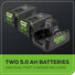 80V 24" Cordless Battery Two-Stage Snow Blower: (2) 5.0 Ah Batteries and Dual-Port Rapid Charger greenworkstools