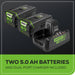 80V 24" Cordless Battery Two-Stage Snow Blower: (2) 5.0 Ah Batteries and Dual-Port Rapid Charger greenworkstools