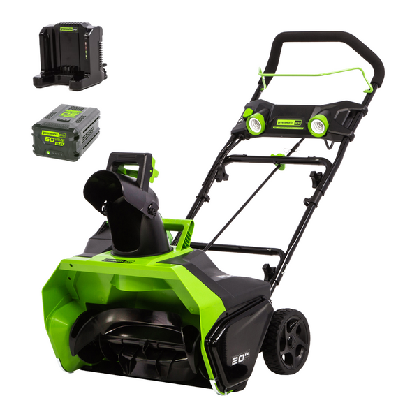60V 20" Cordless Battery Single-Stage Snow Blower w/ 5.0Ah Battery & Charger greenworkstools