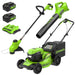 48V (24V x 2) 20" Cordless Battery Push Mower 3pc Combo Kit: (2) 4.0 Ah Batteries and Dual-Port Chargers greenworkstools