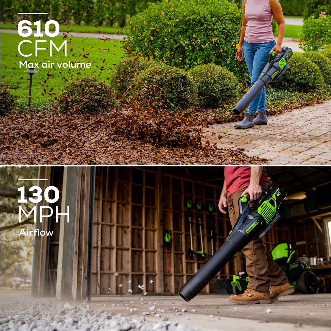60V 25" Cordless Battery Self-Propelled Mower Combo Kit, Blower: (2) 4.0 Ah Batteries and Dual-Port Charger greenworkstools