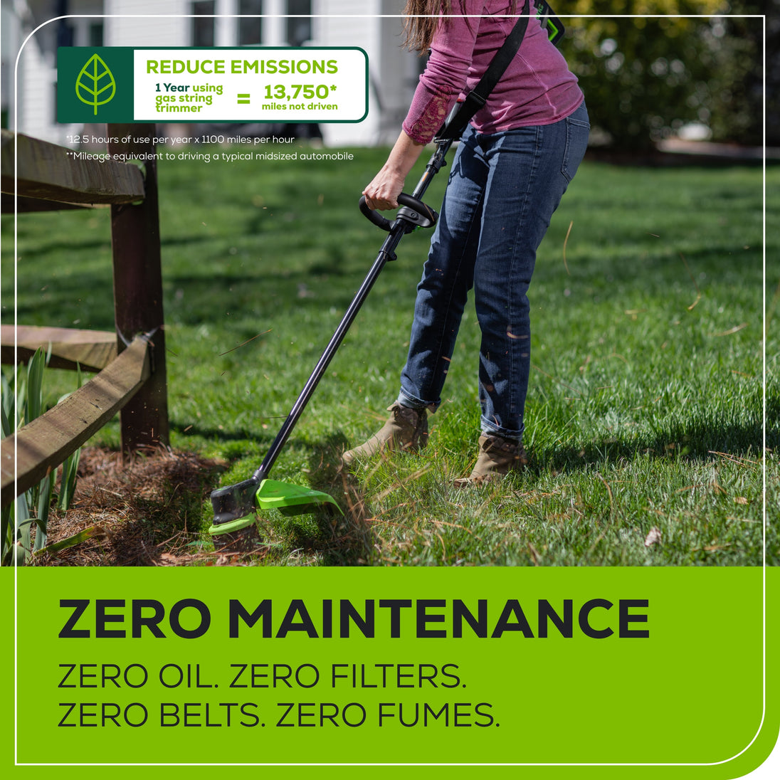 60V 16" Cordless Battery String Trimmer + 750CFM Blower w/2.5Ah Battery and 3A Charger Greenworks