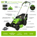 60V 25" Cordless Battery Self-Propelled Mower Combo Kit, Blower: (2) 4.0 Ah Batteries and Dual-Port Charger greenworkstools