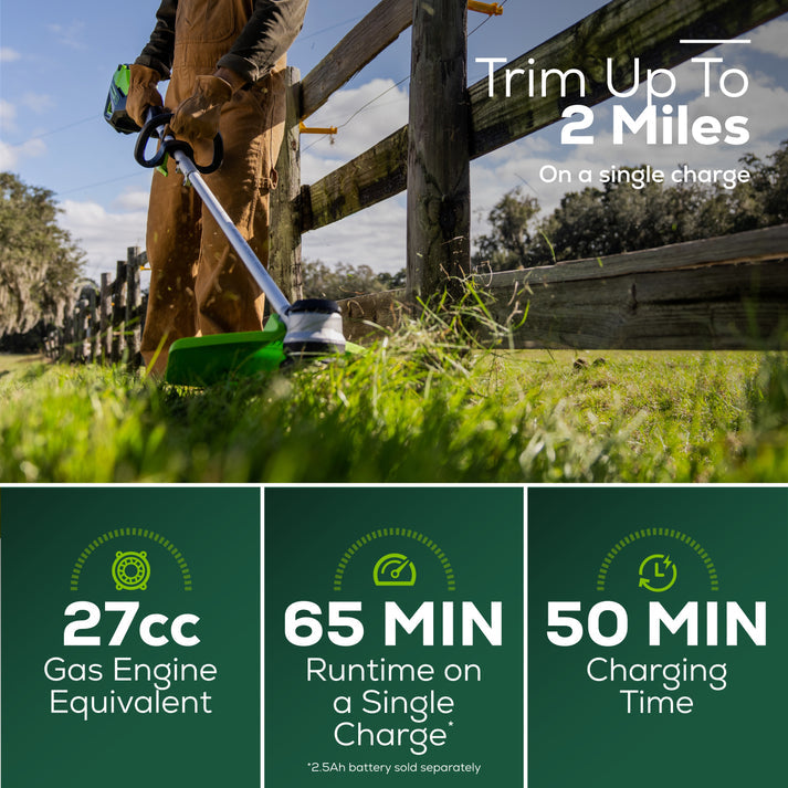 60V 16" String Trimmer and 8" Edger Combo Kit: 2.0 Ah Battery and Charger greenworkstools
