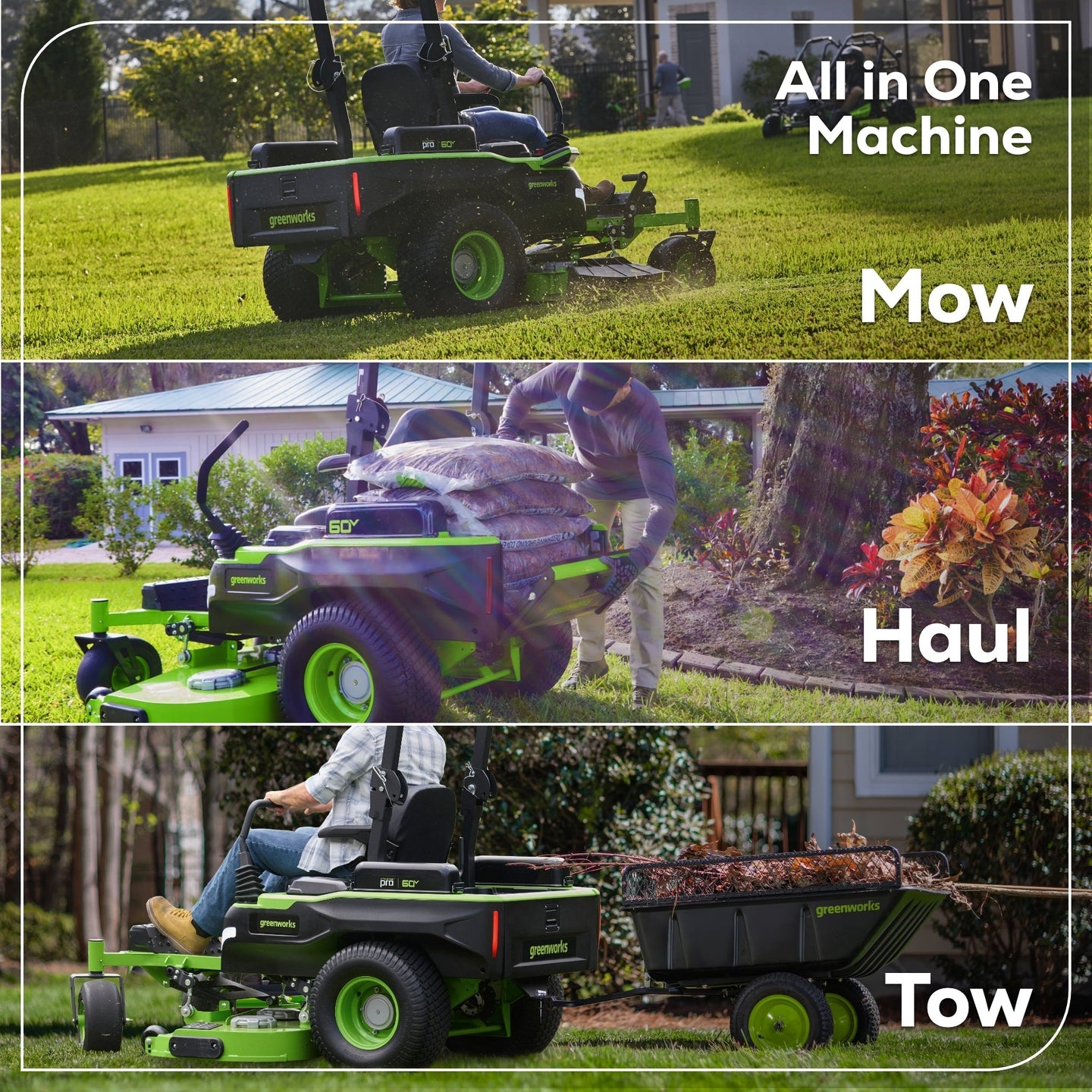 60V 54" MaximusZ Zero Turn Riding Mower 4PC Combo Kit with (2) 20.0 Ah: (2) 8.0 Ah: (2) 4.0 Ah and (1)2.5 Ah Batteries and (2) Charger Greenworks