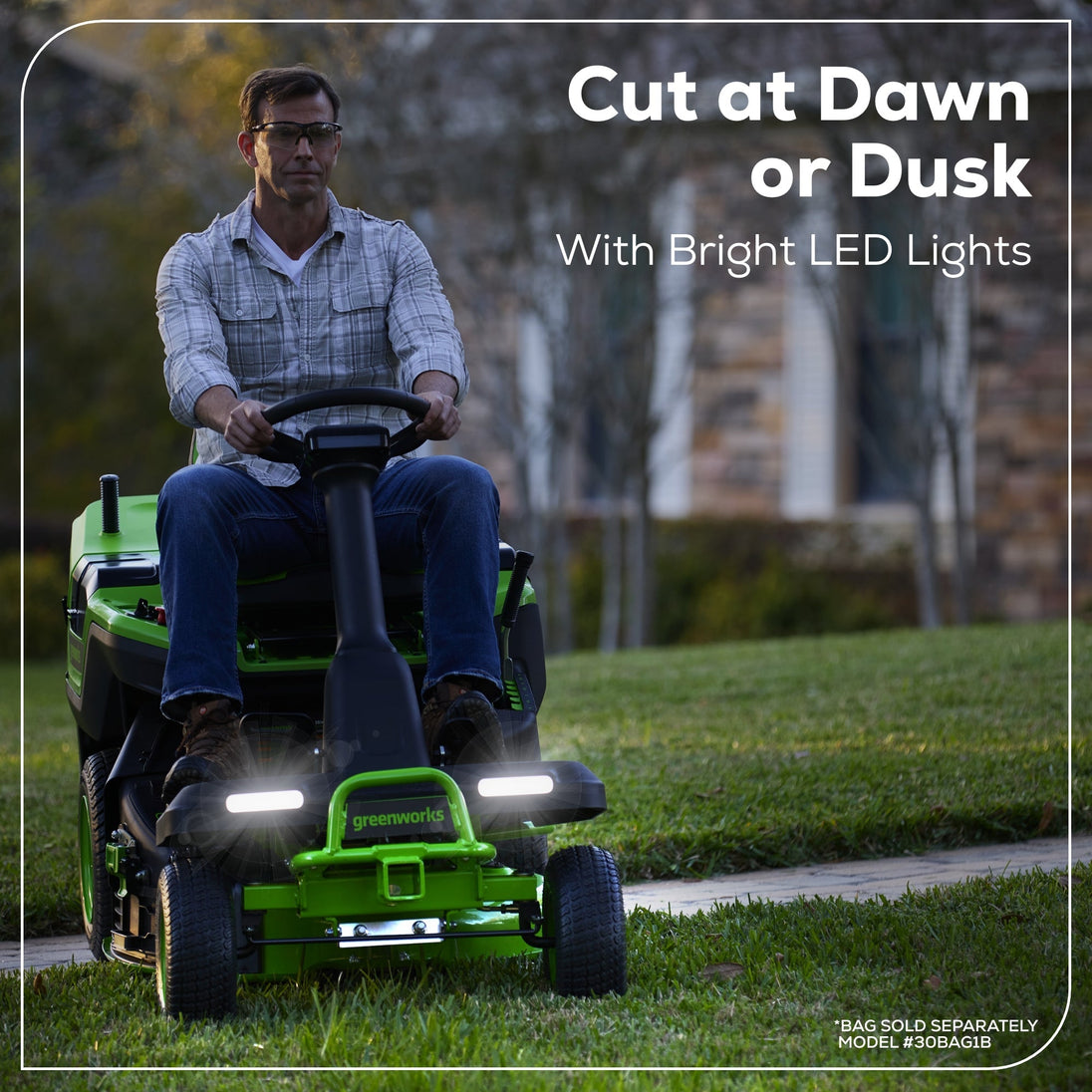 60V 30" CrossoverT Riding Lawn Tractor 3PC Combo Kit, Two 8.0 Ah Batteries, Two 4.0 Ah Batteries, One 2.5 Ah Battery and Two Chargers Greenworks
