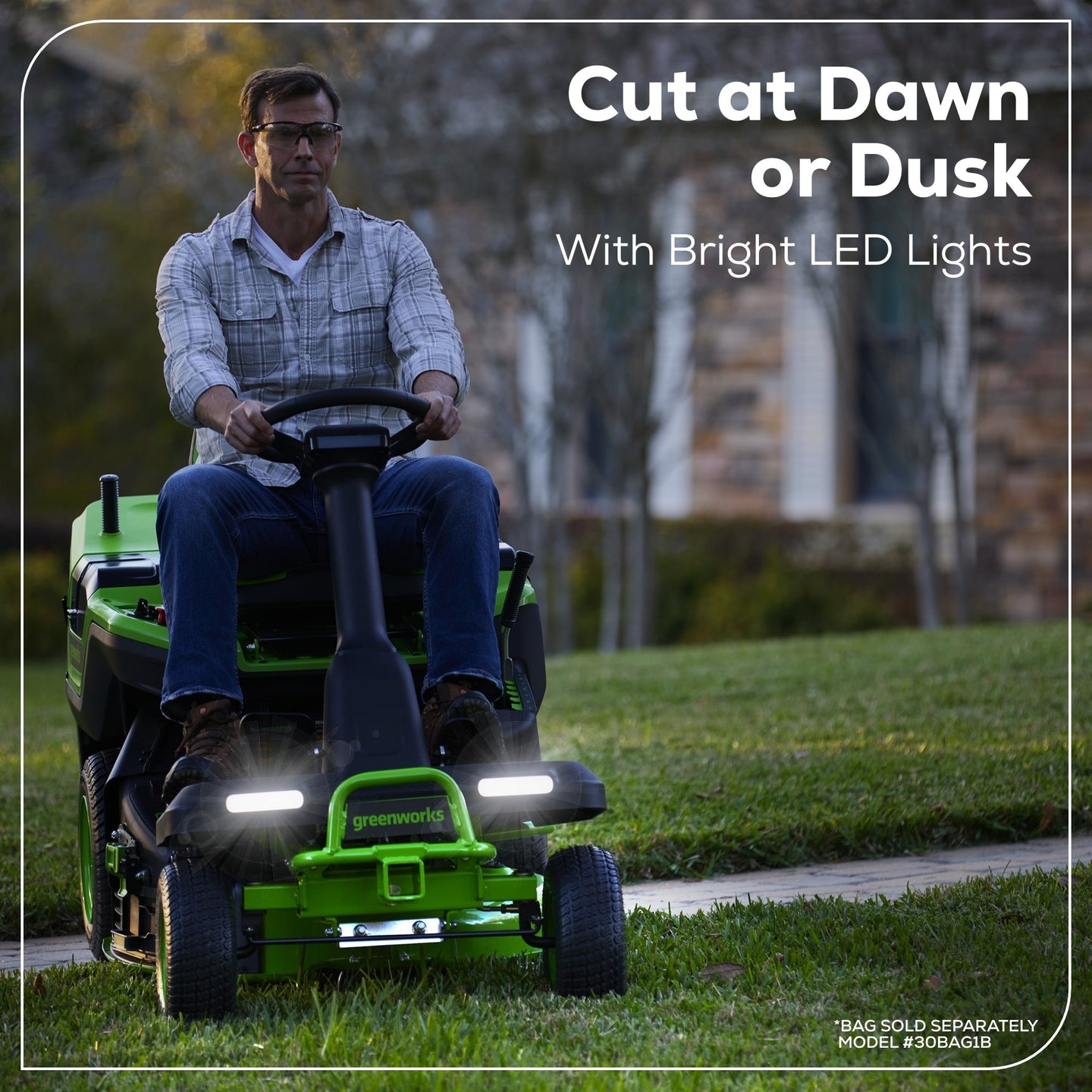 60V 30" CrossoverT Riding Lawn Tractor 3PC Combo Kit, Two 8.0 Ah Batteries, Two 4.0 Ah Batteries, One 2.5 Ah Battery and Two Chargers Greenworks