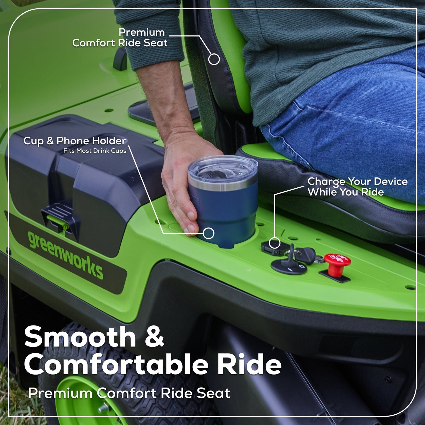 60V 30" CrossoverT Riding Lawn Tractor 3PC Combo Kit, Two 8.0 Ah Batteries, Two 4.0 Ah Batteries, One 2.5 Ah Battery and Two Chargers Greenworks