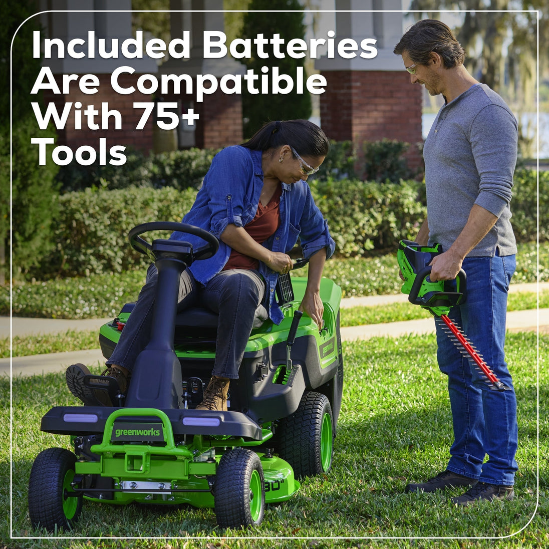 60V 30" CrossoverT Riding Lawn Tractor 3PC Combo Kit, Two 8.0 Ah Batteries, Two 4.0 Ah Batteries, One 2.5 Ah Battery and Two Chargers Greenworks