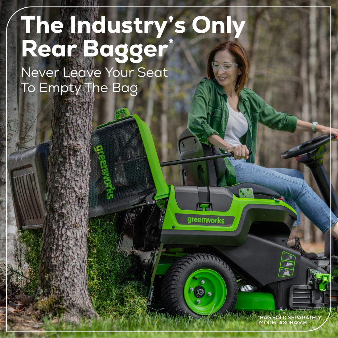 60V 30" CrossoverT Riding Lawn Tractor 3PC Combo Kit, Two 8.0 Ah Batteries, Two 4.0 Ah Batteries, One 2.5 Ah Battery and Two Chargers Greenworks