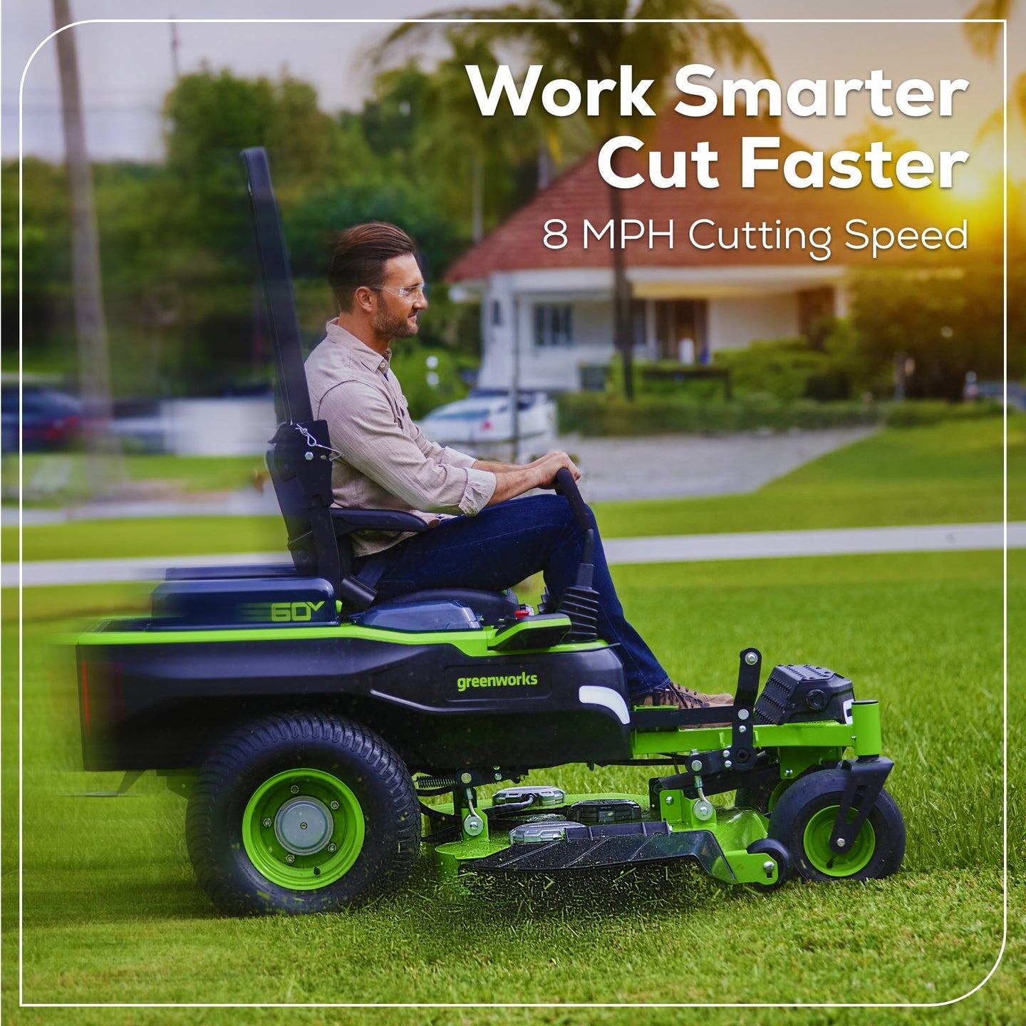 60V 54" MaximusZ Zero Turn Riding Mower 4PC Combo Kit with (2) 20.0 Ah: (2) 8.0 Ah: (2) 4.0 Ah and (1)2.5 Ah Batteries and (2) Charger Greenworks