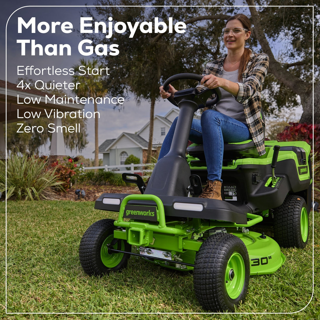 60V 30" CrossoverT Riding Lawn Tractor 3PC Combo Kit, Two 8.0 Ah Batteries, Two 4.0 Ah Batteries, One 2.5 Ah Battery and Two Chargers Greenworks