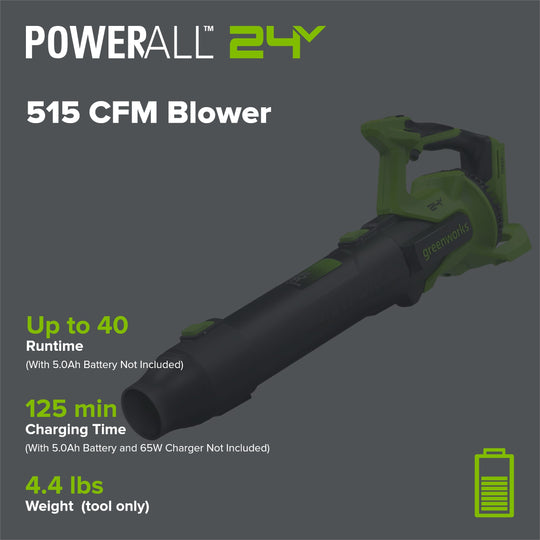 24V 515 CFM Cordless Battery Brushless Blower (Tool Only) greenworkstools