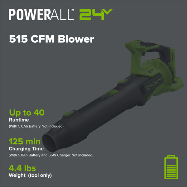 24V 515 CFM Cordless Battery Brushless Blower (Tool Only) greenworkstools