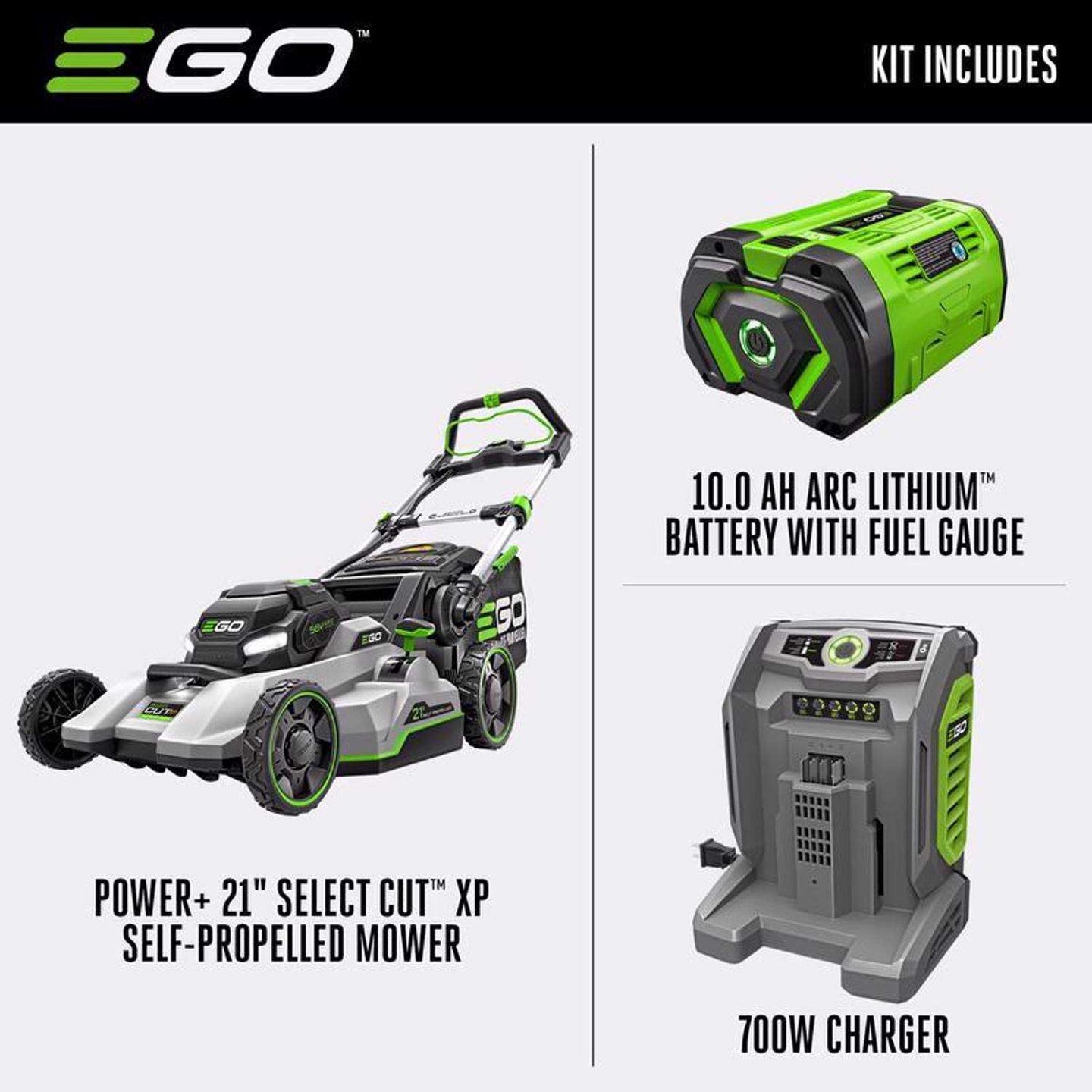 EGO Power+ LM2156SP 21" Select Cut Flagship Self Propelled Lawn Mower with 10.0AH Battery and 700W Charger EGO Power+