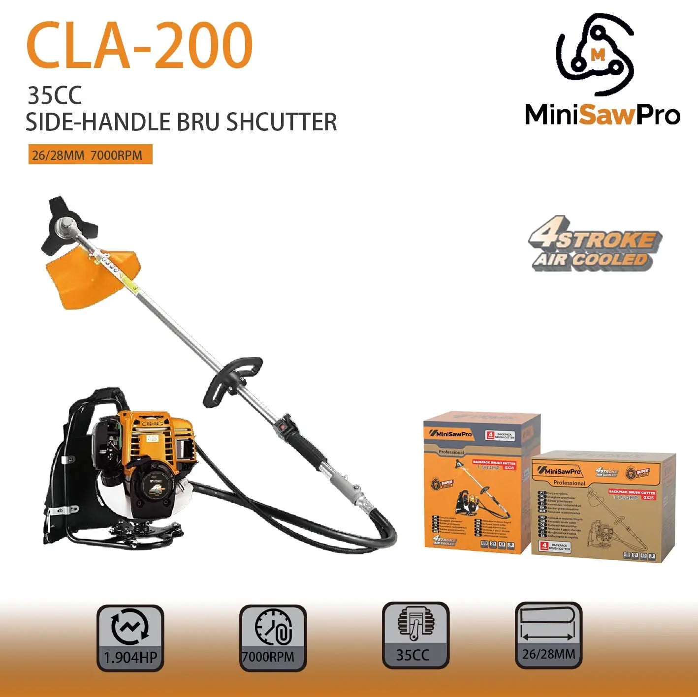CLA200 35cc 4-Stroke Gas Grass Trimmer – Efficient Home Lawn Tool | MINISAWPRO