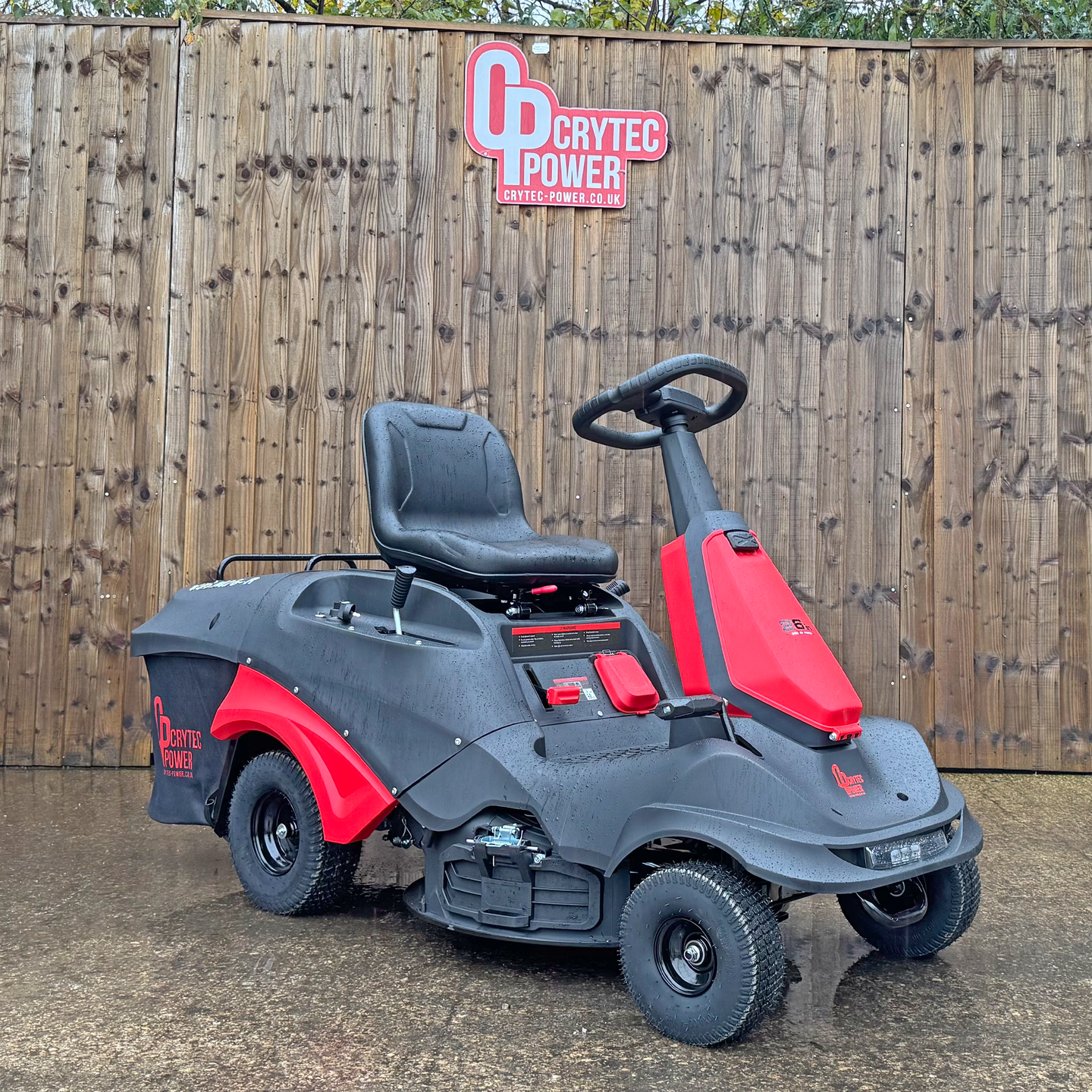 Crytec 26 inch Ride On Petrol Lawn Mower 224cc Mulcher Crytec