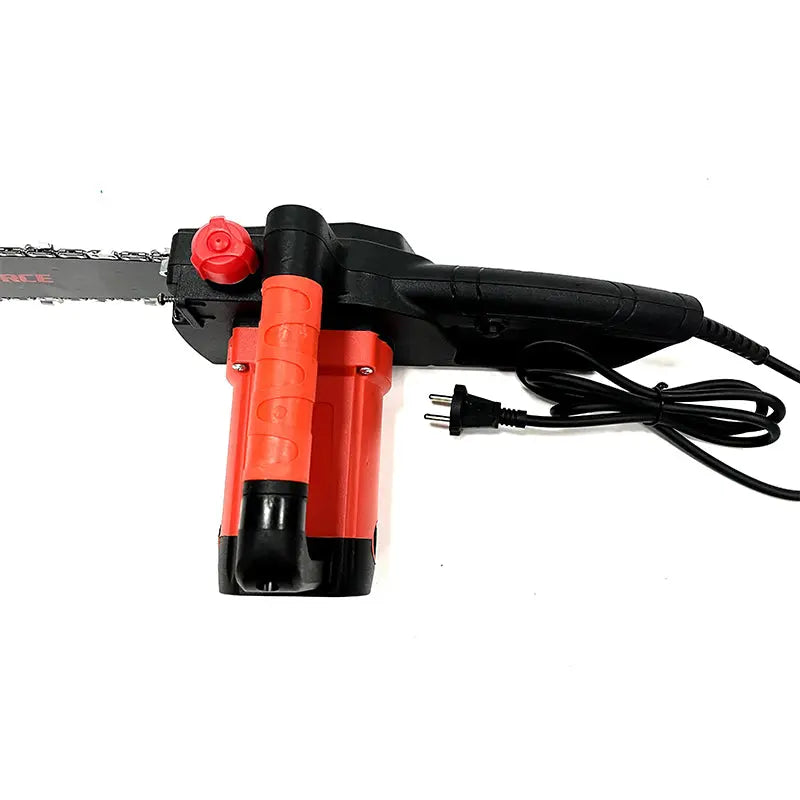 MiniSawPro S582E corded electric chainsaw detail view – 58V 20-inch bar brushless motor for heavy-duty wood cutting
