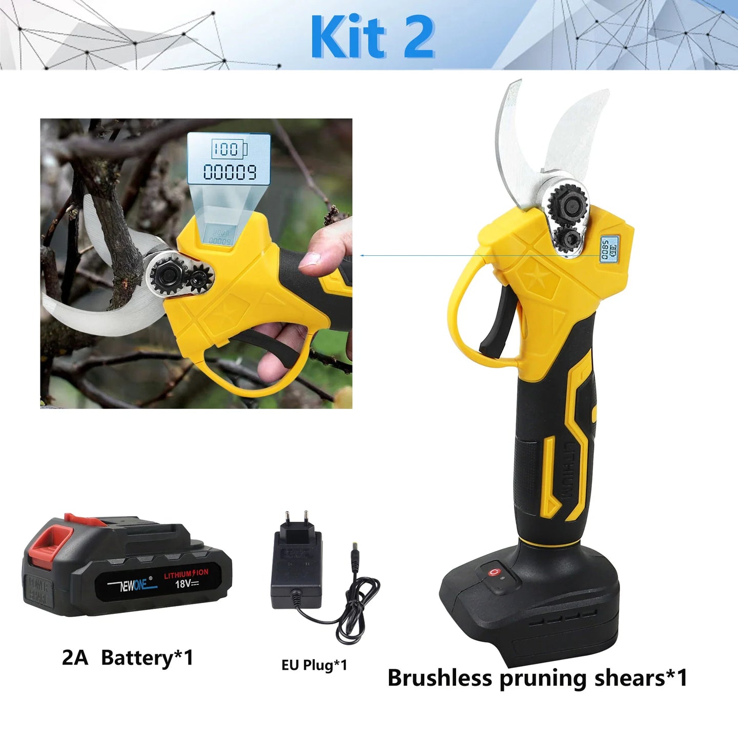 18V Cordless Electric Fruit Pruning Shears with LCD Display DIY Essentials