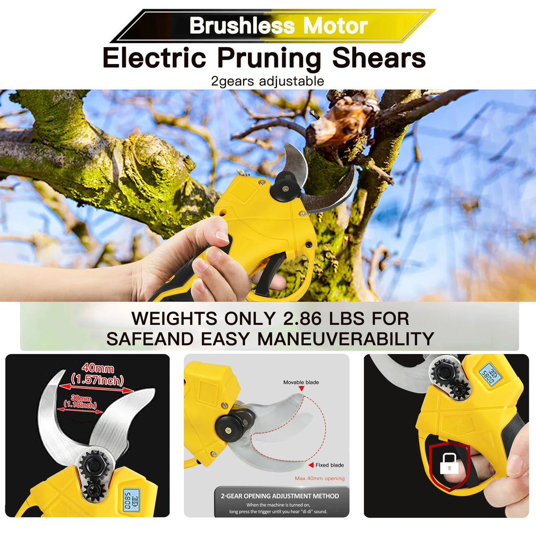 18V Cordless Electric Fruit Pruning Shears with LCD Display DIY Essentials