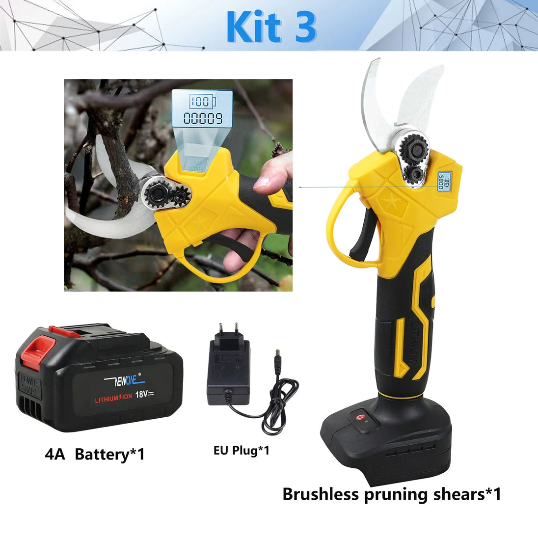 18V Cordless Electric Fruit Pruning Shears with LCD Display DIY Essentials