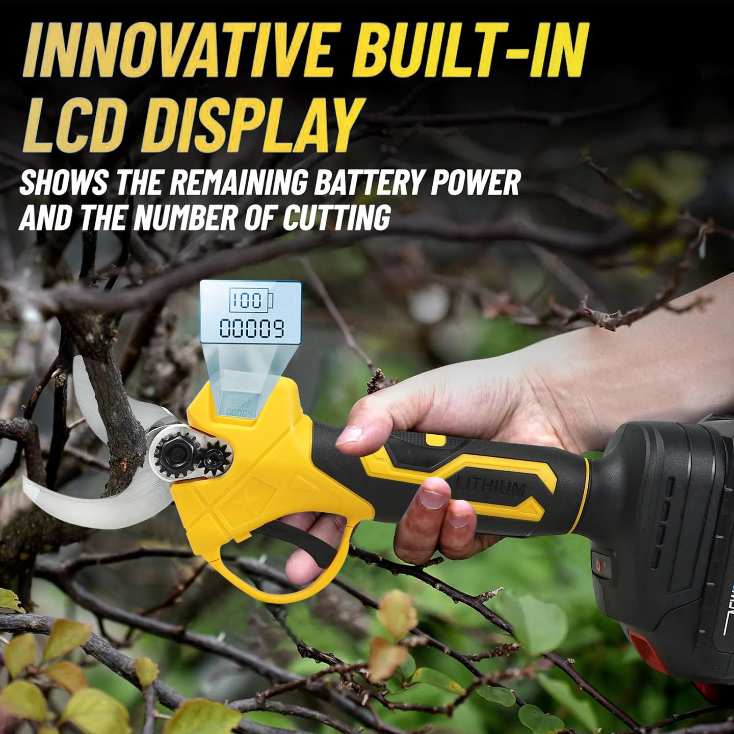 18V Cordless Electric Fruit Pruning Shears with LCD Display DIY Essentials