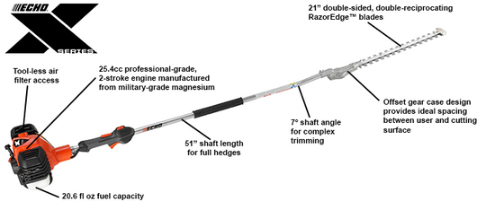 ECHO SHC-2620 25.4 cc X Series Hedge Trimmer w/ 51" Shaft ECHO Equipment