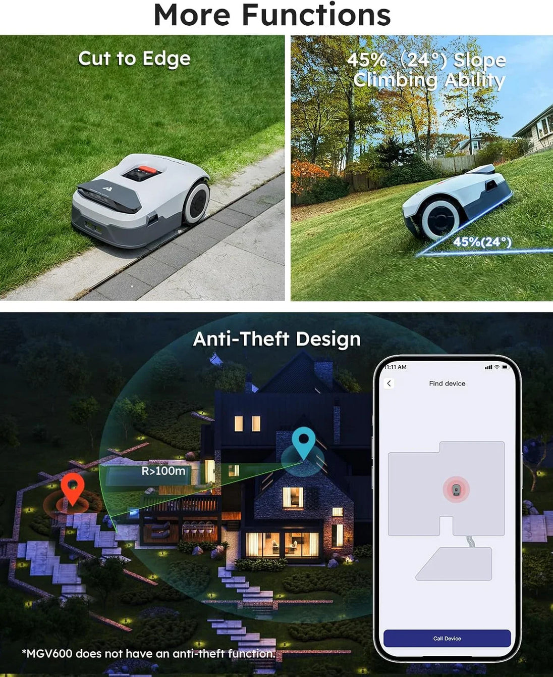 ANTHBOT Genie 3000 AI Wireless Robotic Lawnmower, Max. 3600m², Full Band RTK+4-Eye Vision Lawn Mower Robot, APP Control GameLoopX